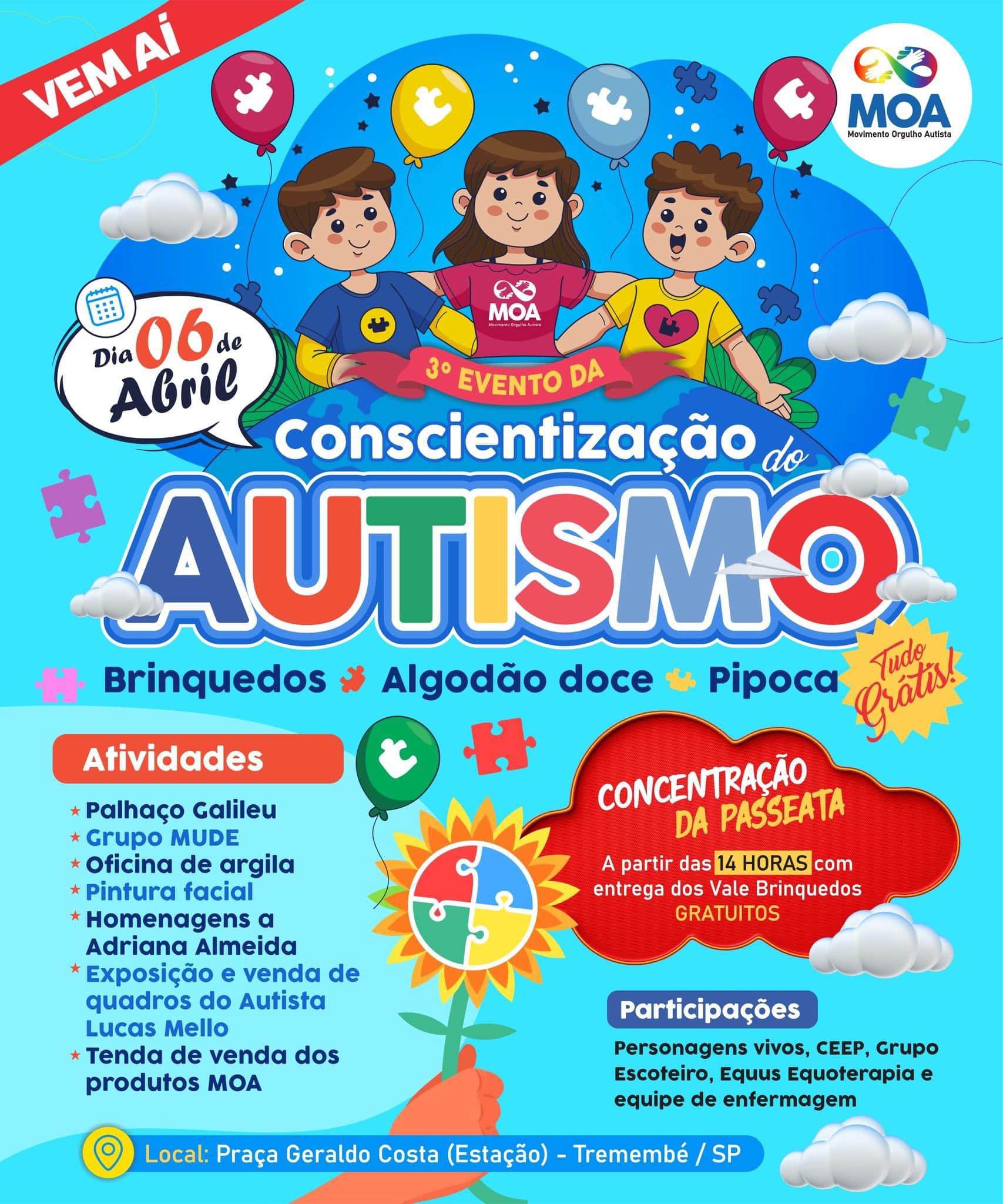  3º evento da Conscientização do Autismo em Tremembé 💙
