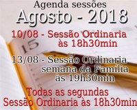 Agenda Sessões Agosto 2018