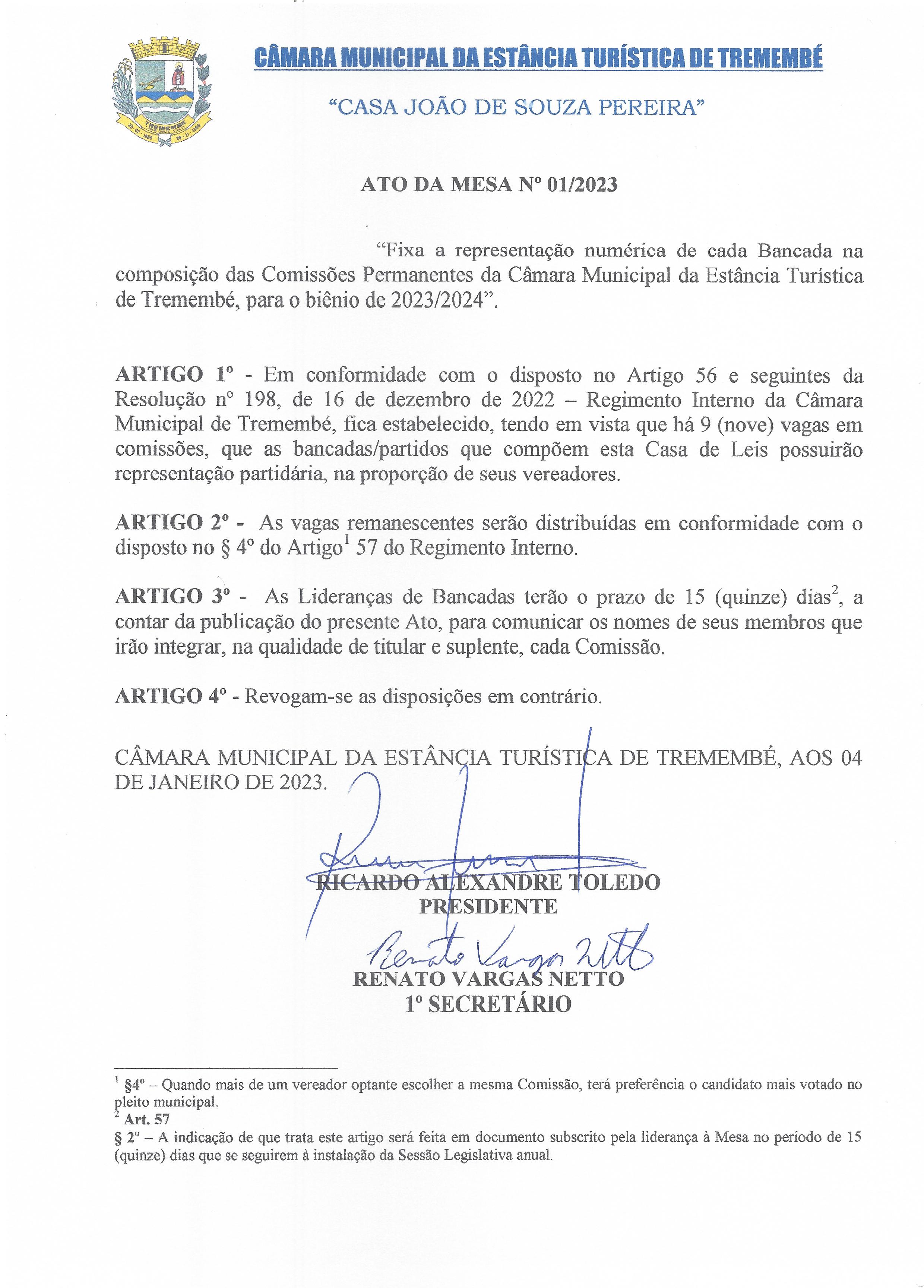 Ato da Mesa n° 001-2023