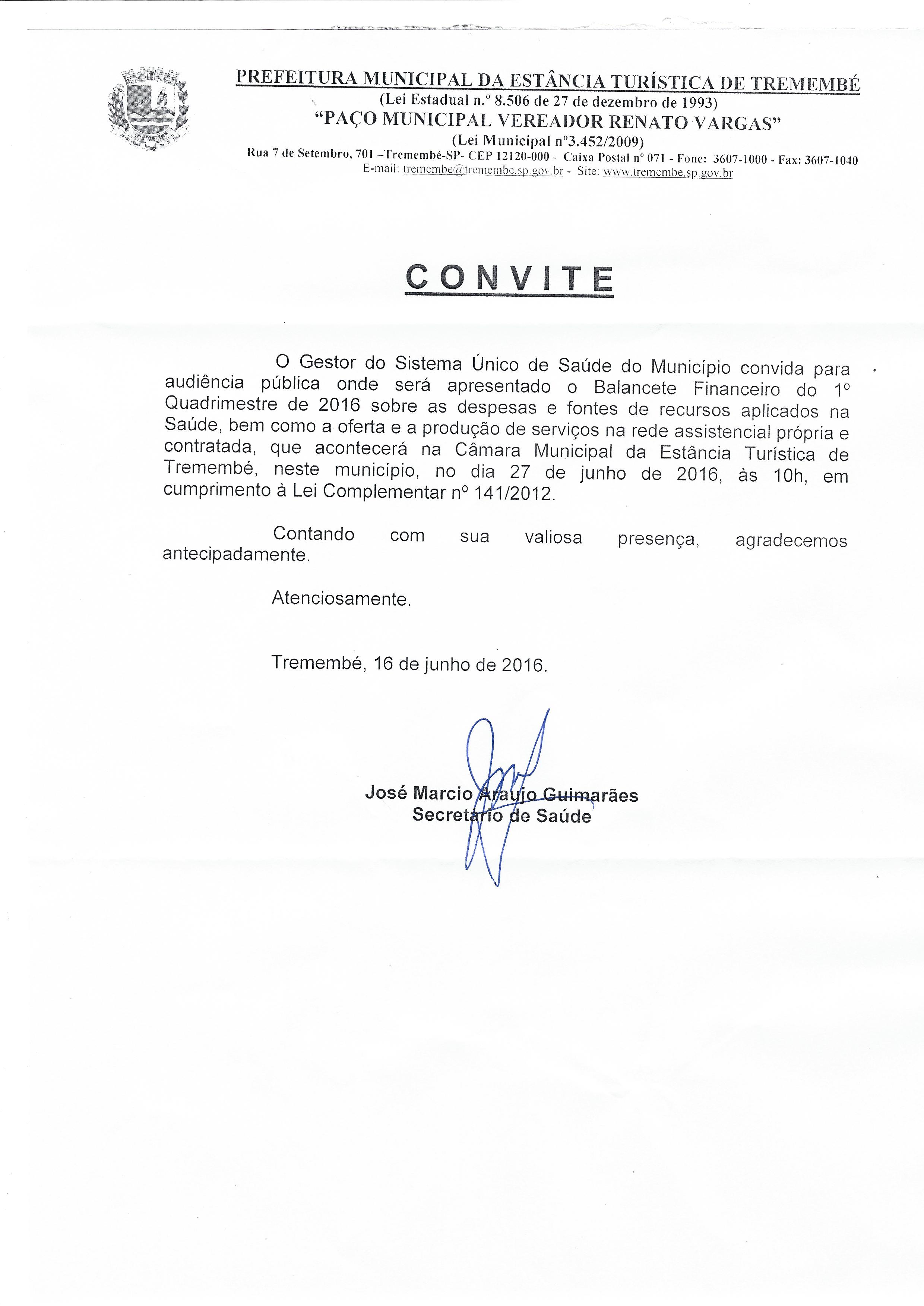 CONVITE - Audiência Pública Secretaria da Saúde