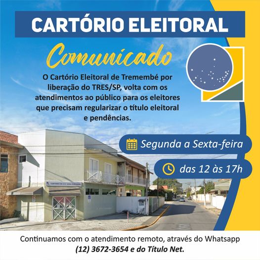 Comunicado do Cartório Eleitoral de Tremembé