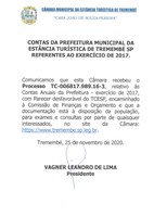 Contas da Prefeitura Municipal da Estância Turística de Tremembé SP referentes ao exercício de 2017