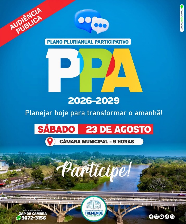 CONVITE PARA AUDIÊNCIAS PÚBLICAS – PLANO PLURIANUAL 2026-2029