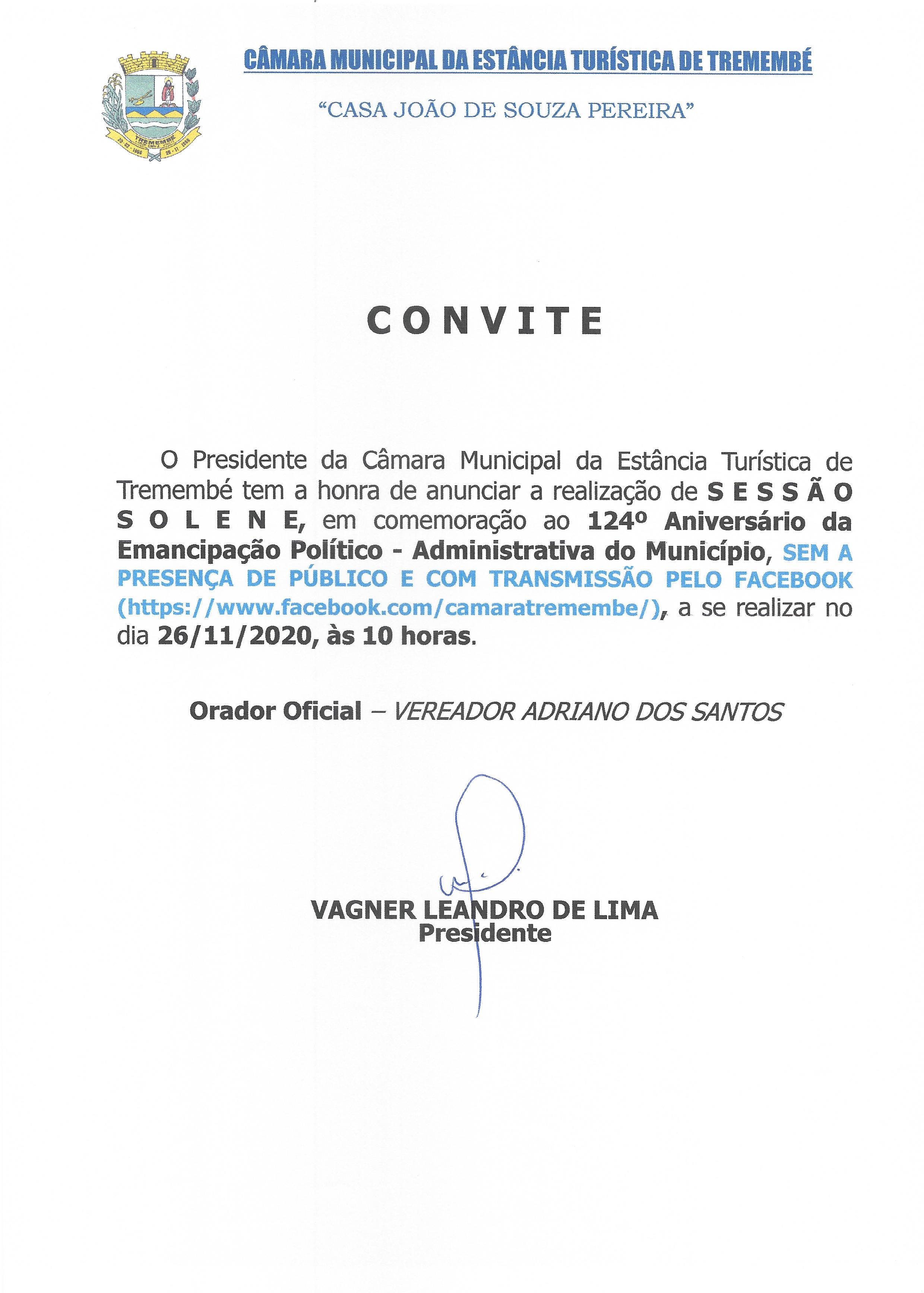 Convite para Sessão Solene