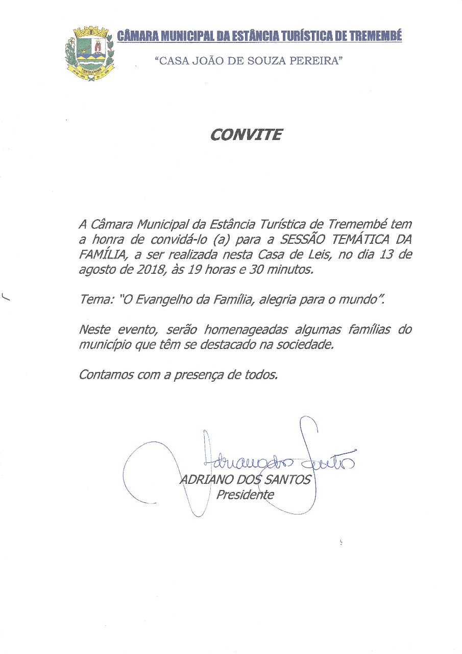 Convite - Sessão Temática da Família