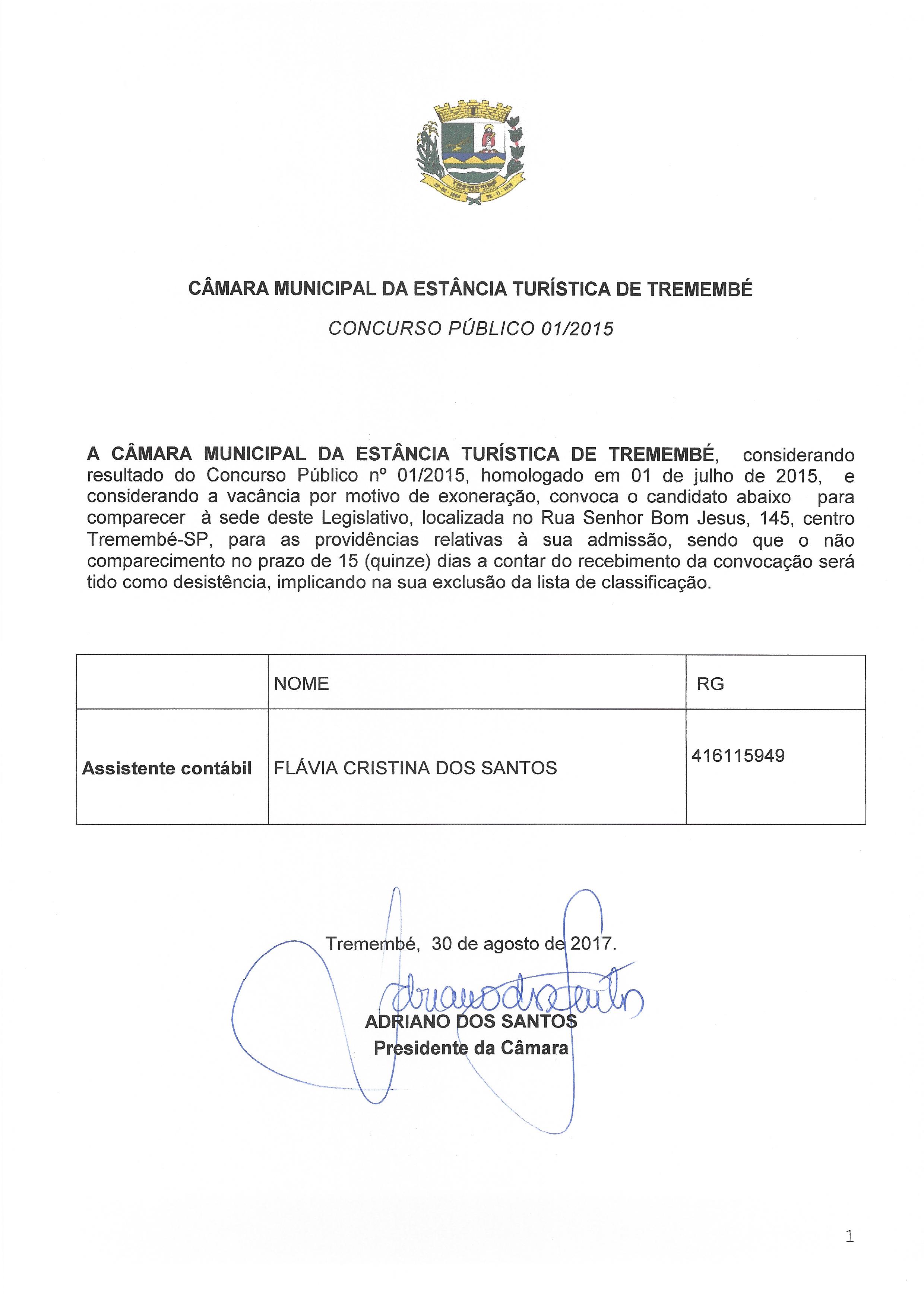 Convocação - Concurso Público 01/2015
