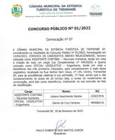 Convocação n° 007-2025 - Concurso Público n° 01-2022