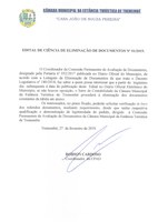 Edital de Ciência de Eliminação de Documentos n° 01-2019