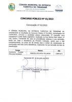 Edital de Convocação - Concurso nº 01/2022 - 2º Lugar Assistente Contábil - Recursos Humanos