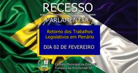 FIM DO RECESSO PARLAMENTAR MUNICIPAL