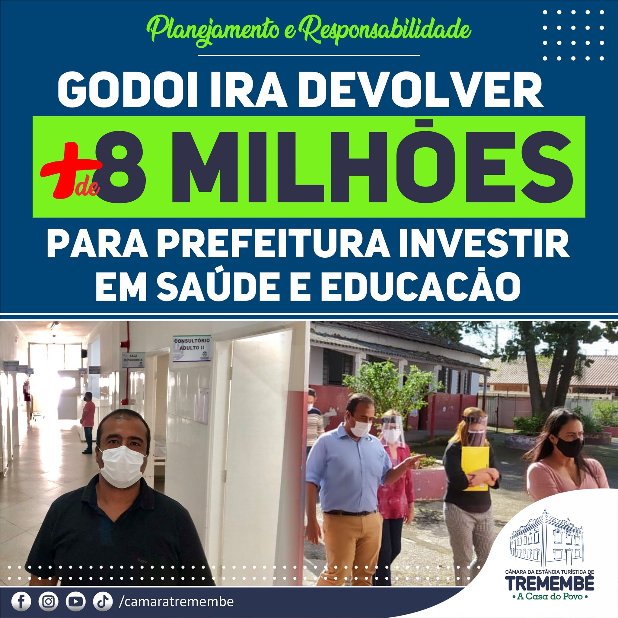 Godoi irá devolver para Prefeitura mais de 8 milhões para investimentos em saúde e educação