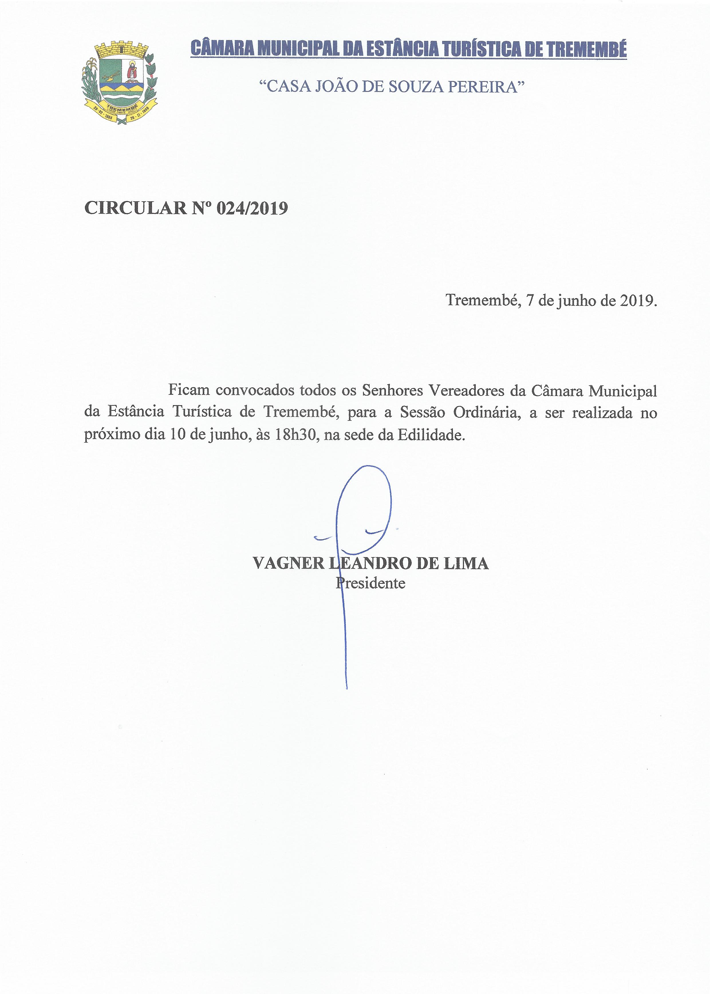 Pauta da 100ª Sessão Ordinária - 10/06/2019