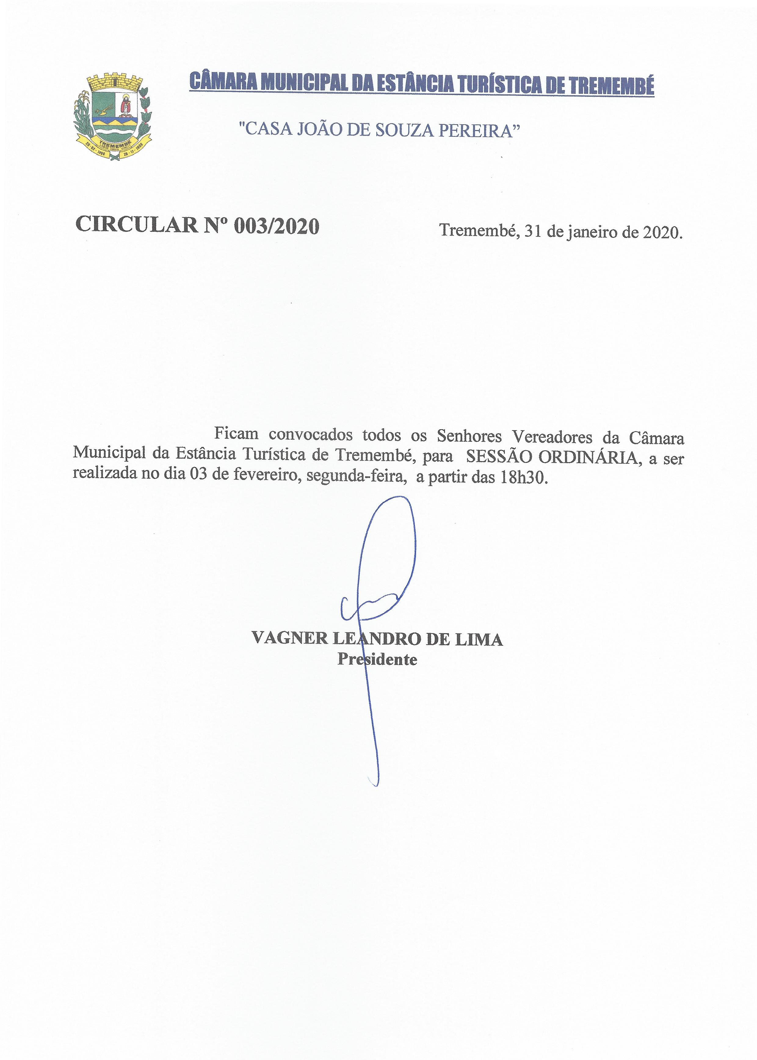 Pauta da 122ª Sessão Ordinária - 03/02/2020