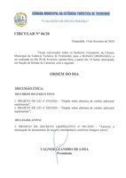 Pauta da 125ª Sessão Ordinária - 20/02/2020