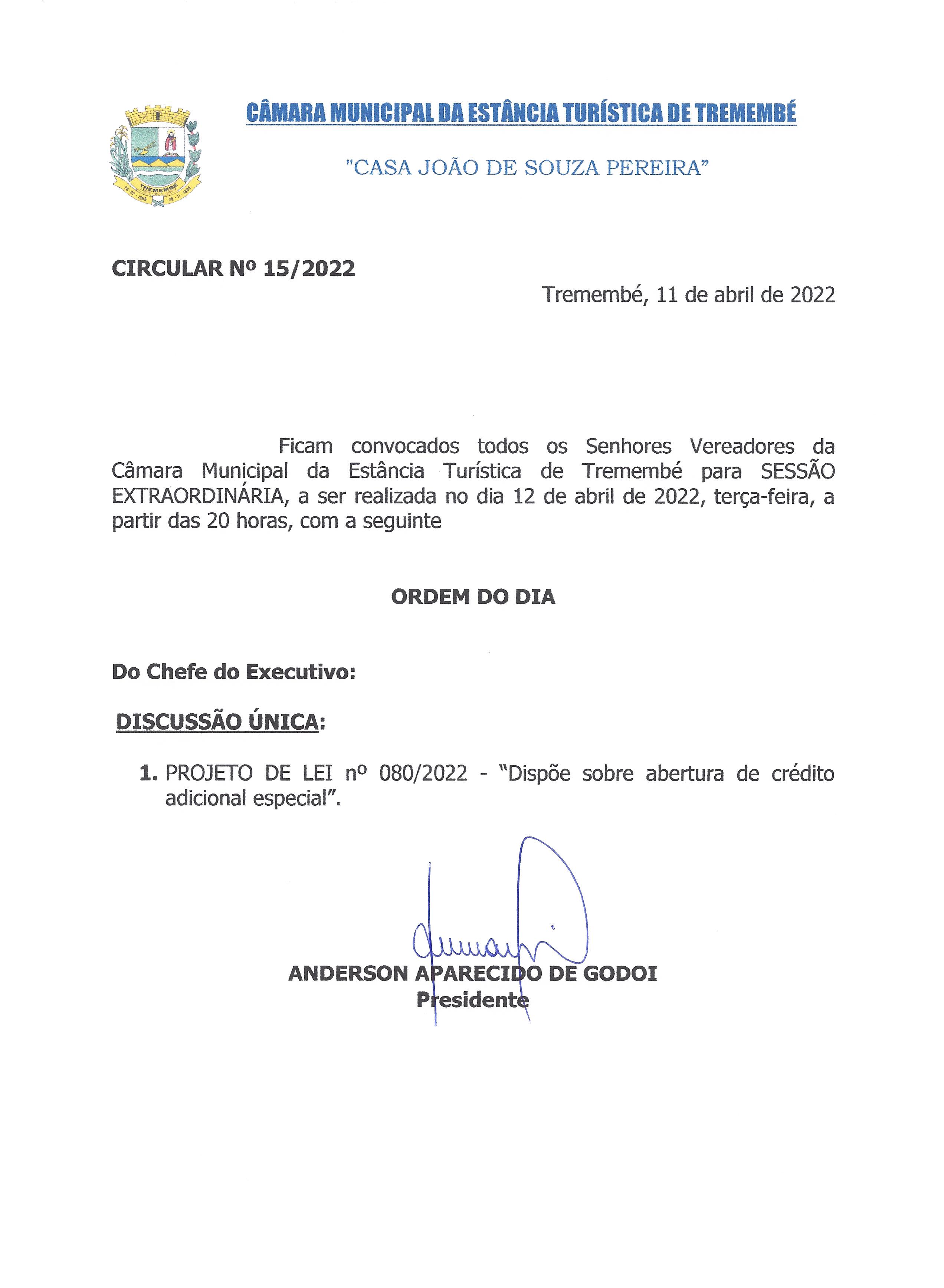 Pauta da 17ª Sessão Extraordinária – 12-04-2022