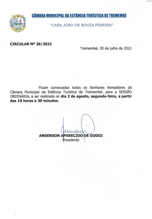 Pauta da 23ª Sessão Ordinária - 02/08/2021