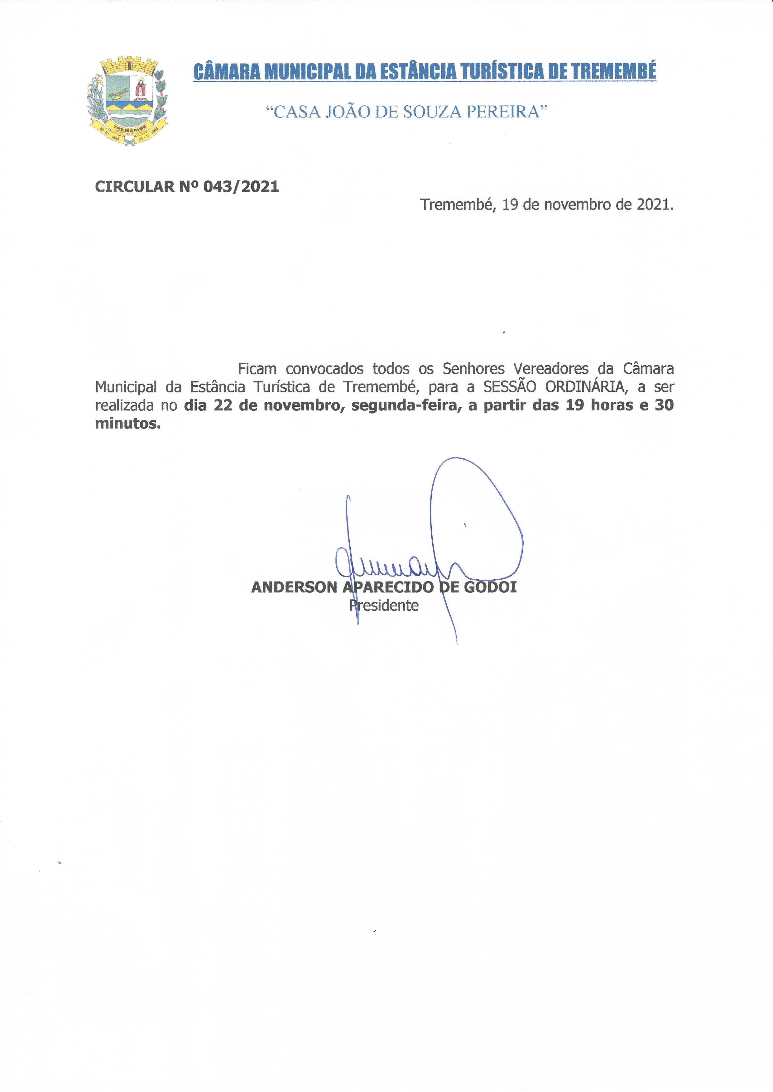 Pauta da 39ª Sessão Ordinária - 22/11/2021