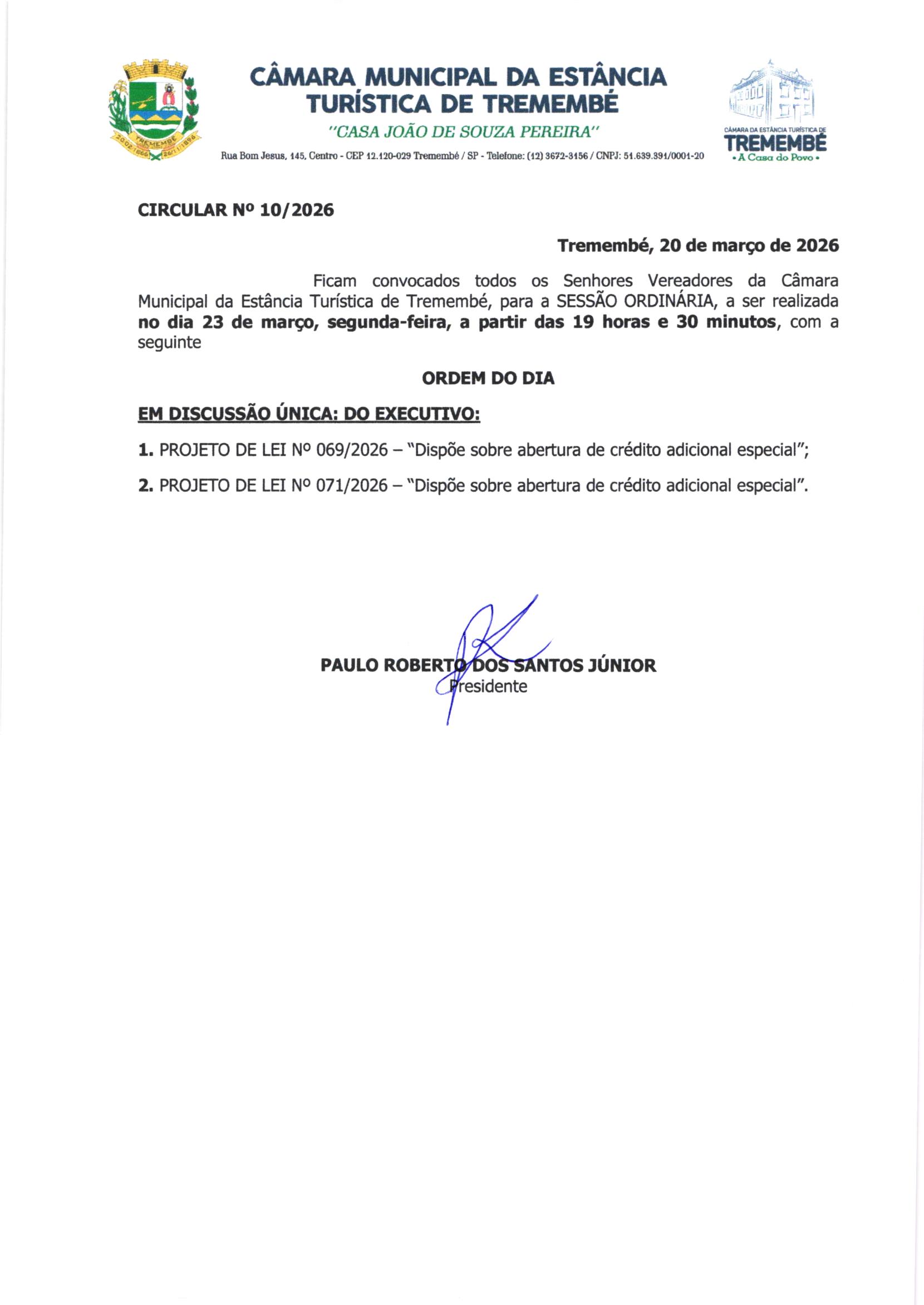 Pauta da 56ª Sessão Ordinária - 23/03/2026