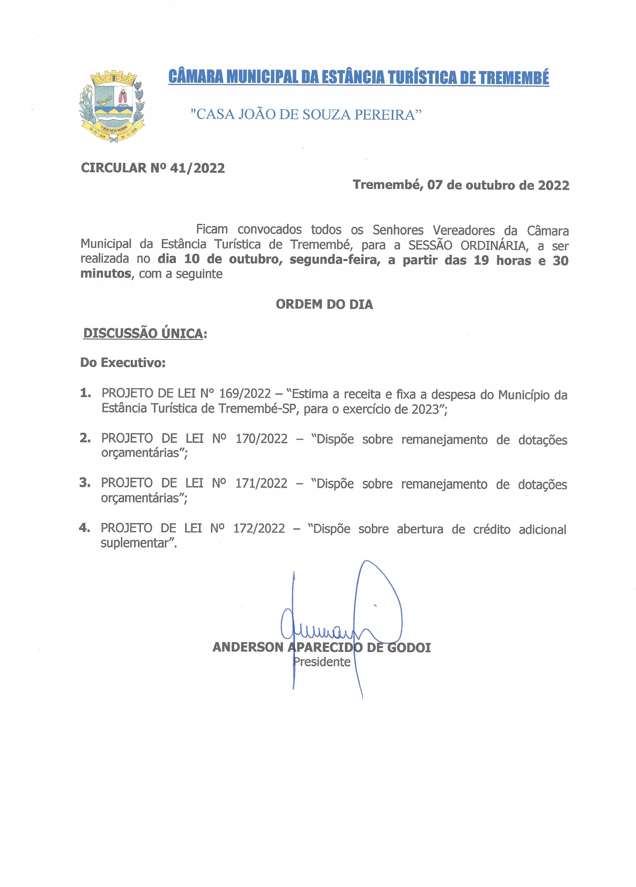 Pauta da 79ª Sessão Ordinária - 10/10/2022