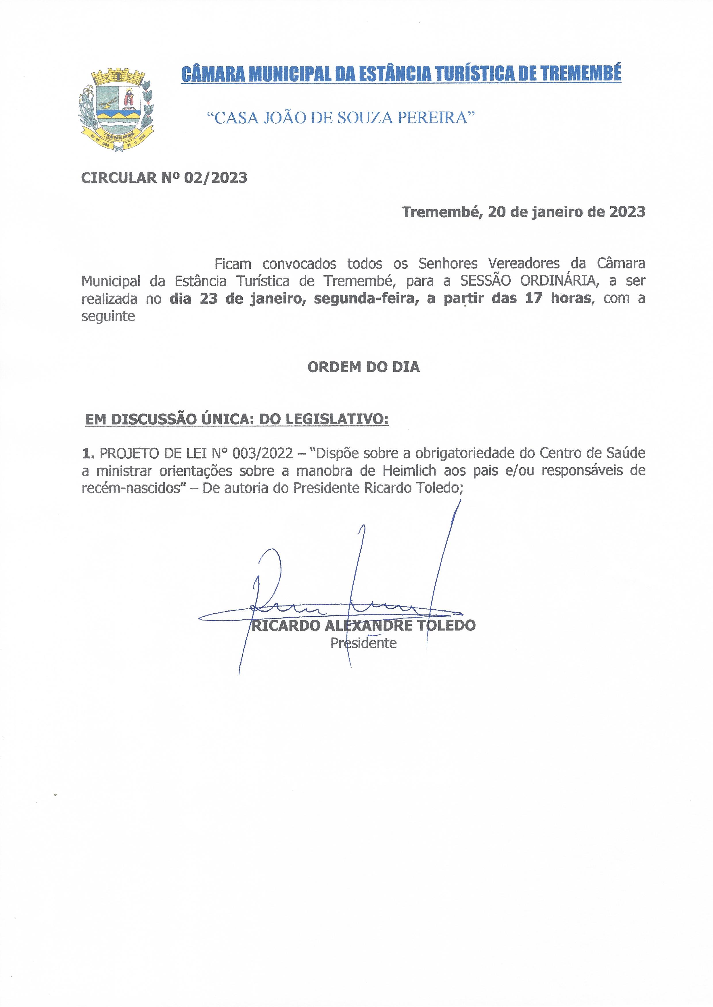 Pauta da 90ª Sessão Ordinária - 23/01/2023