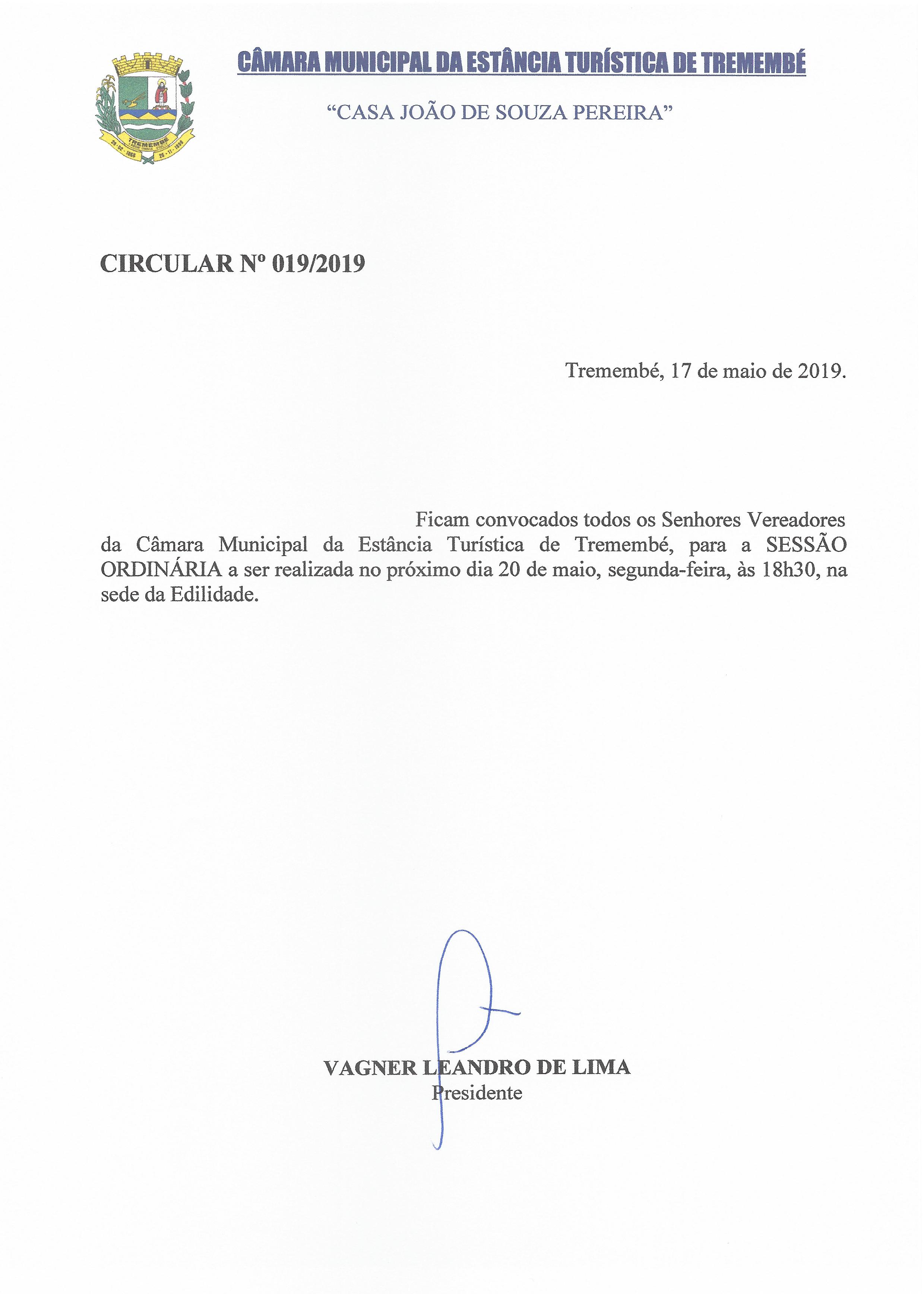 Pauta da 97ª Sessão Ordinária - 20/05/2019