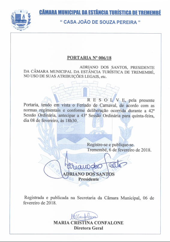 Portaria n° 006-2018 
