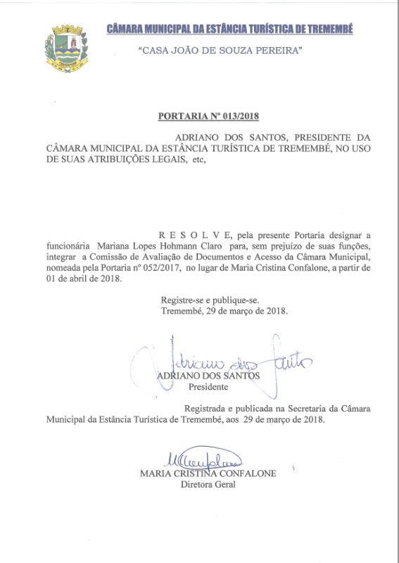 Portaria N° 013/2018