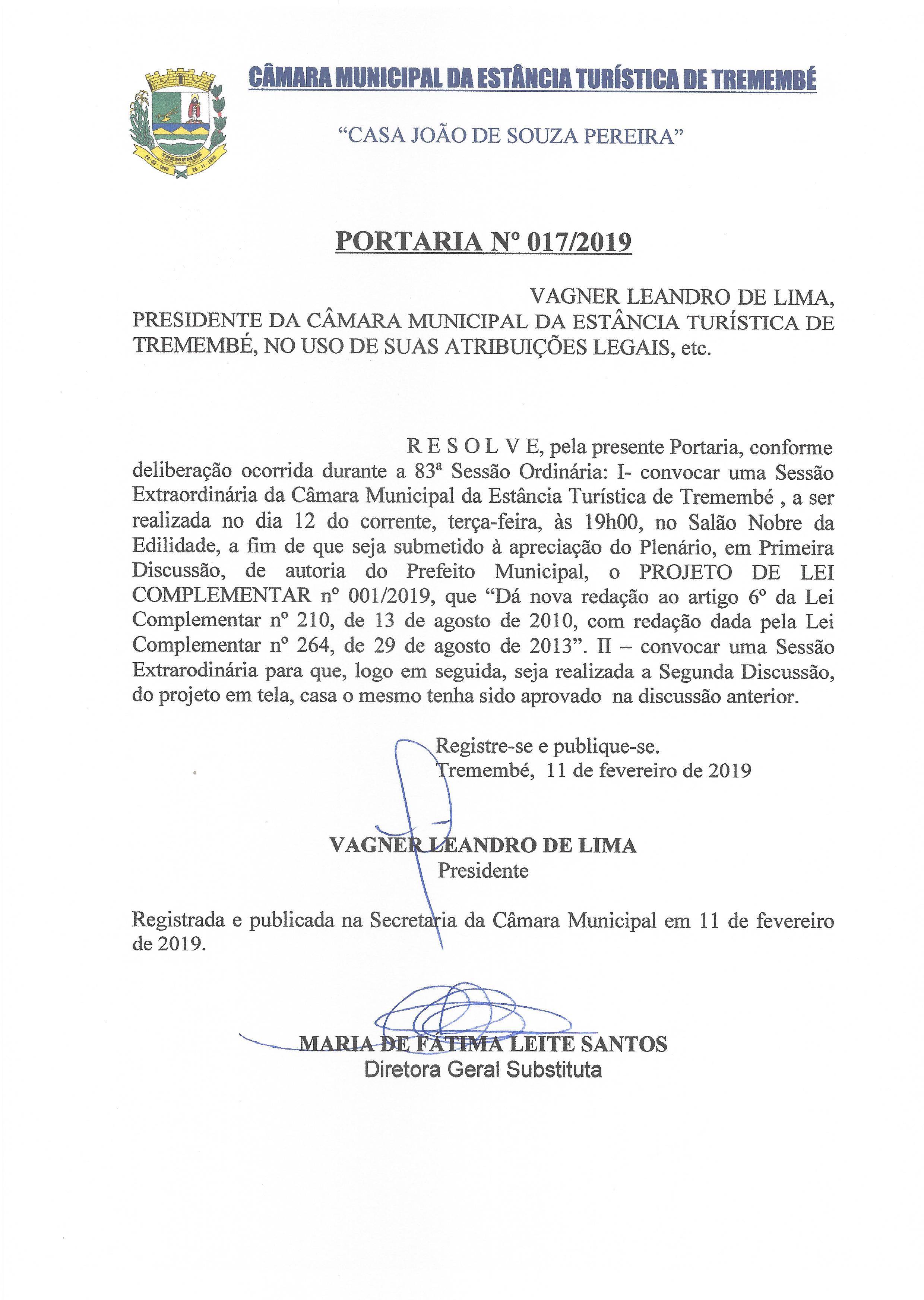 Portaria n° 017-2019