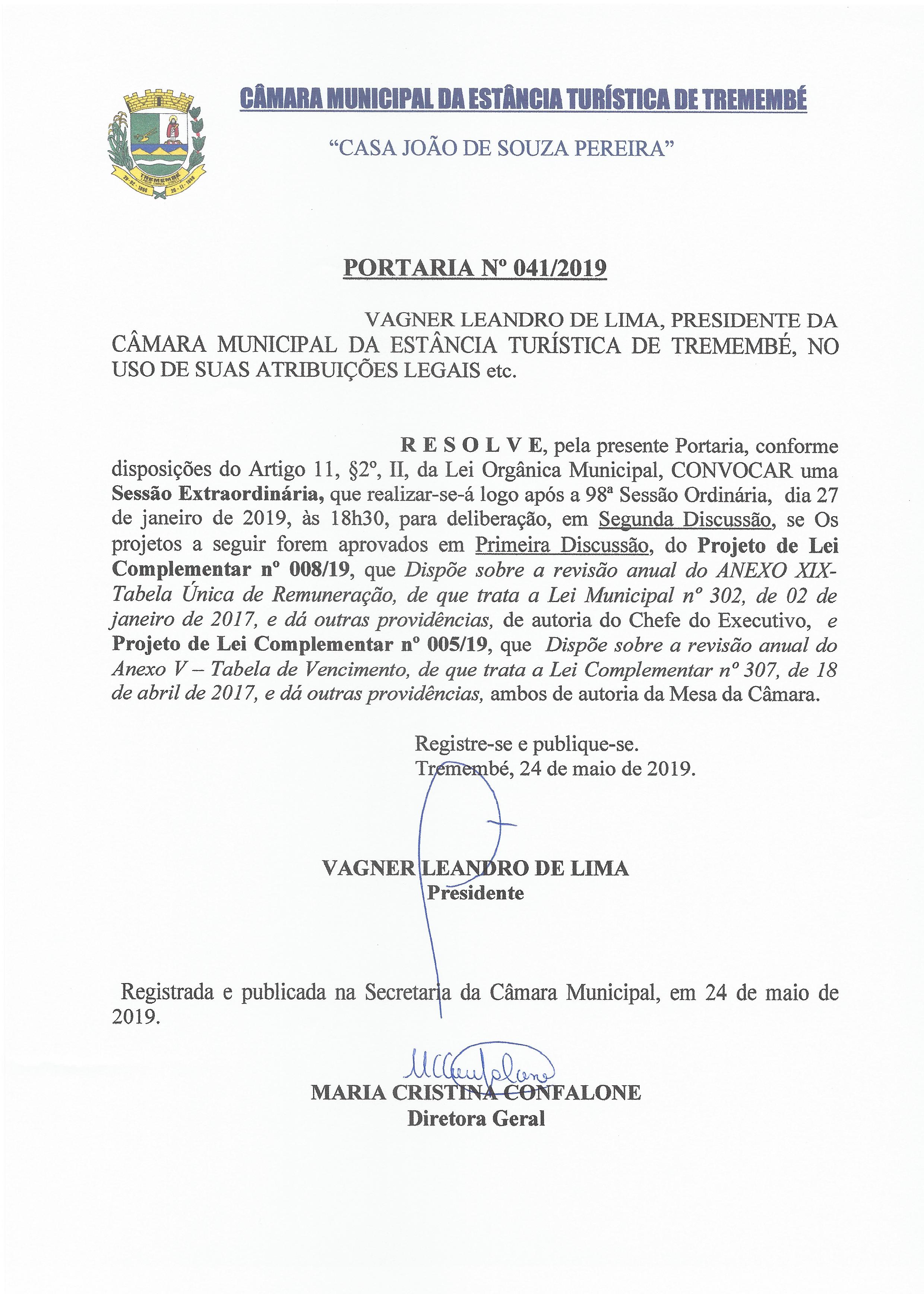 Portaria n° 041-2019