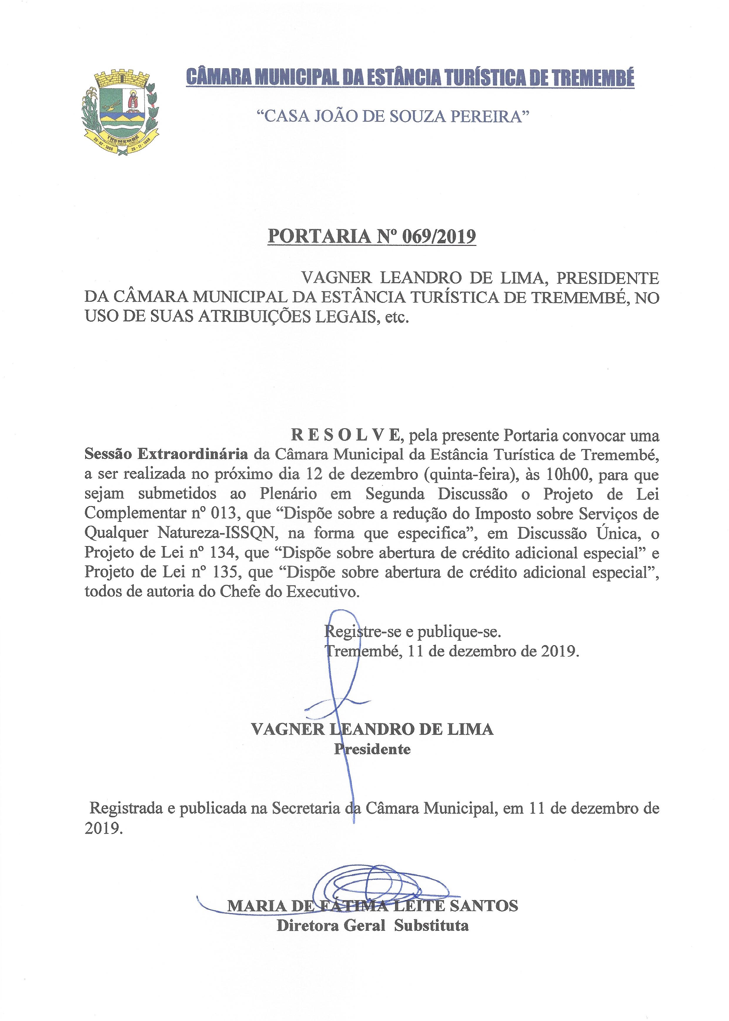 Portaria n° 069-2019