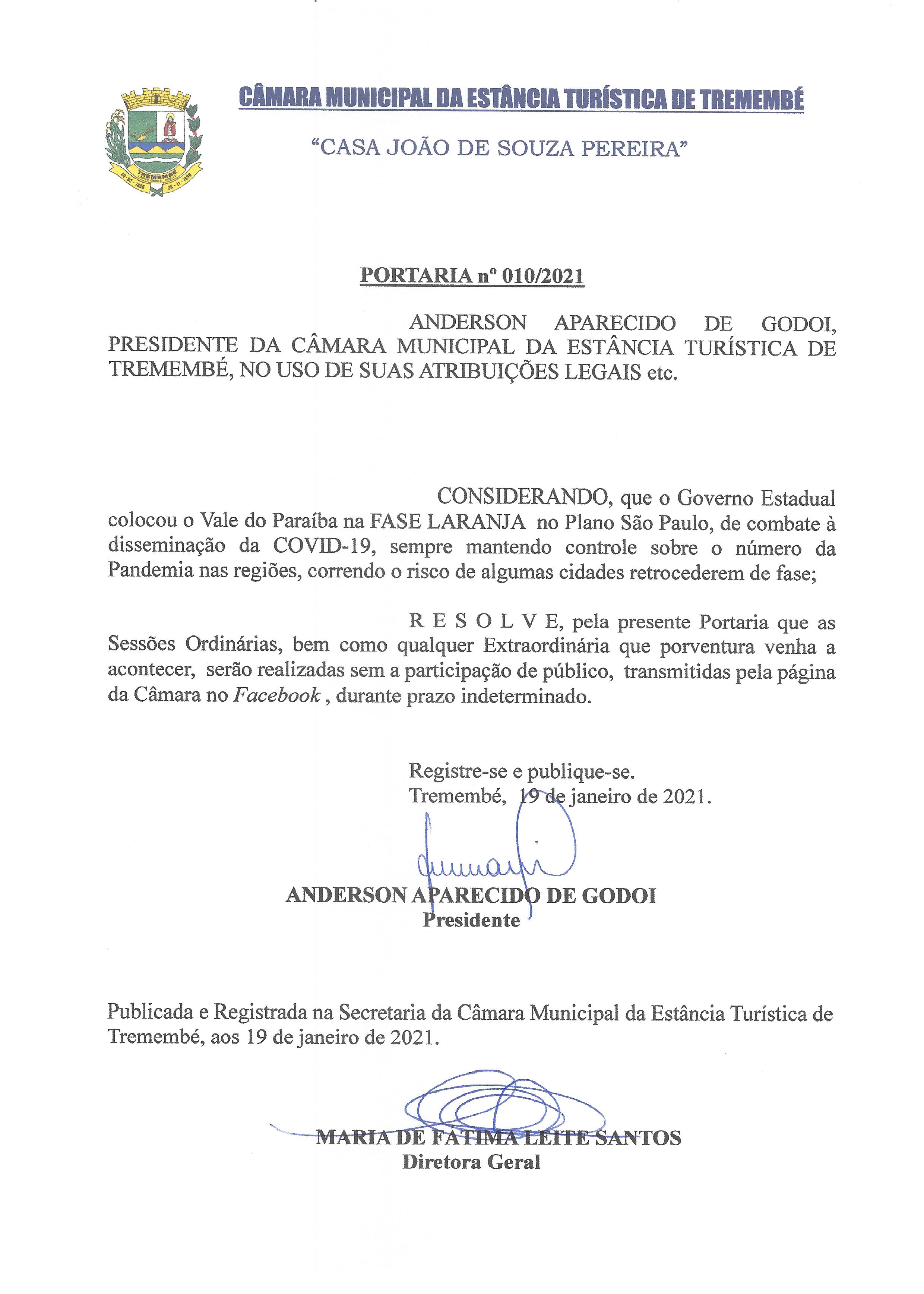 Portaria nº 010/2021