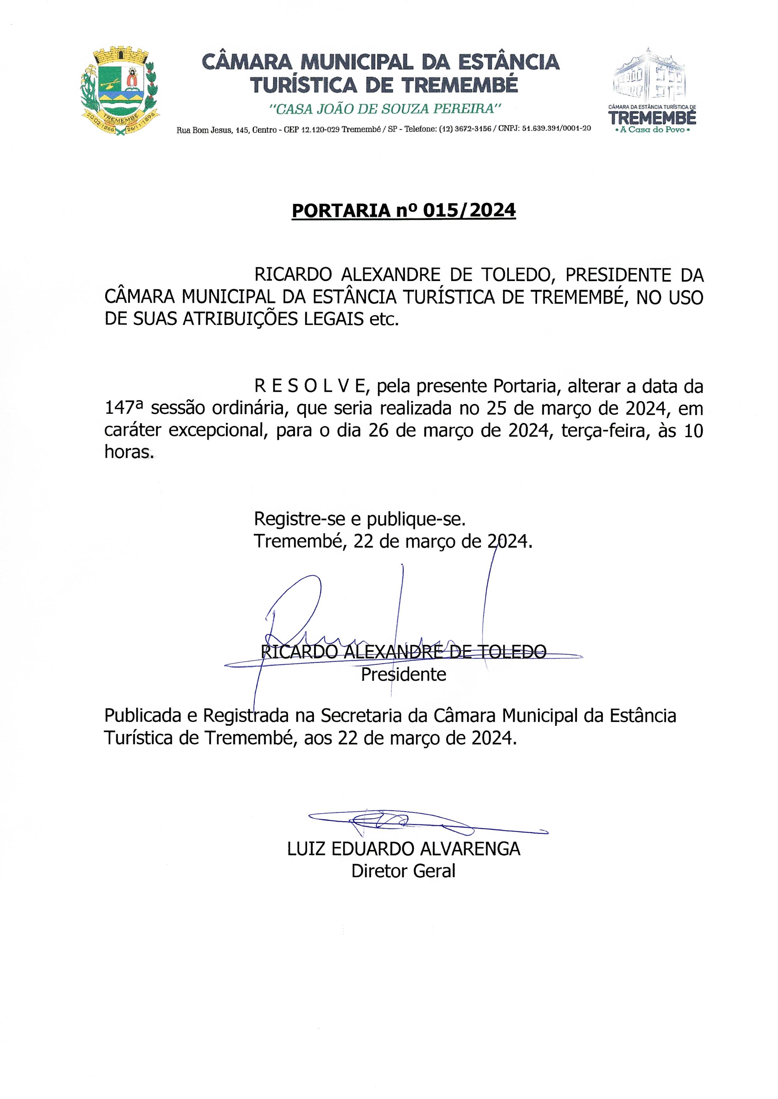 Portaria nº 015/2024