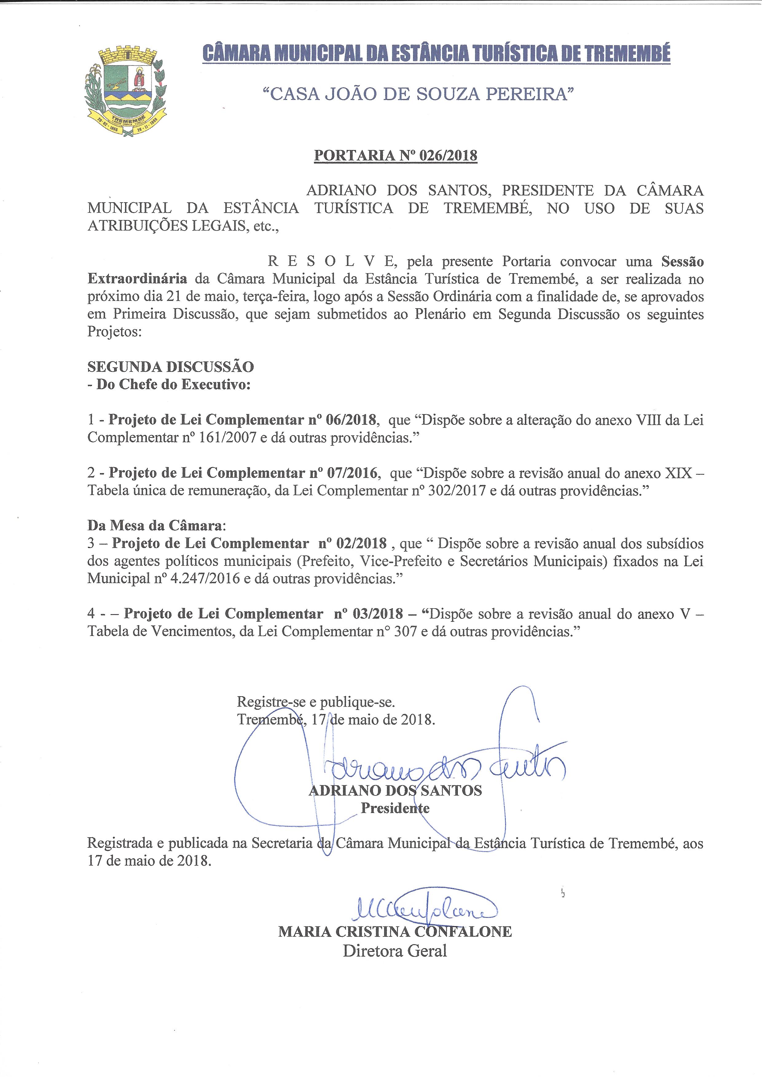 Portaria Nº 026/2018