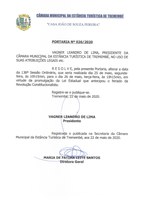 Portaria nº 026/2020 - Altera data da 138ª Sessão Ordinária