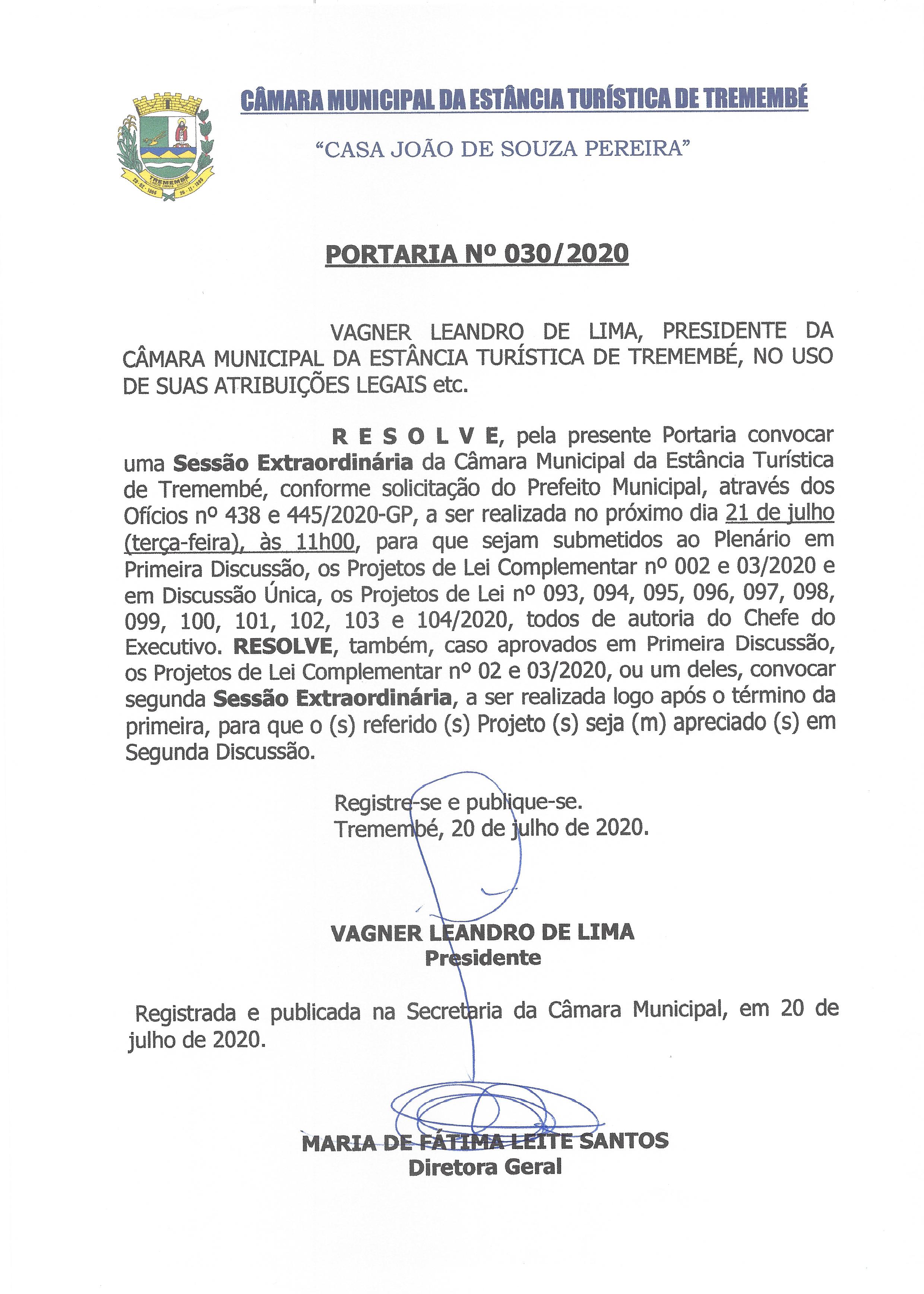 Portaria nº 030/2020