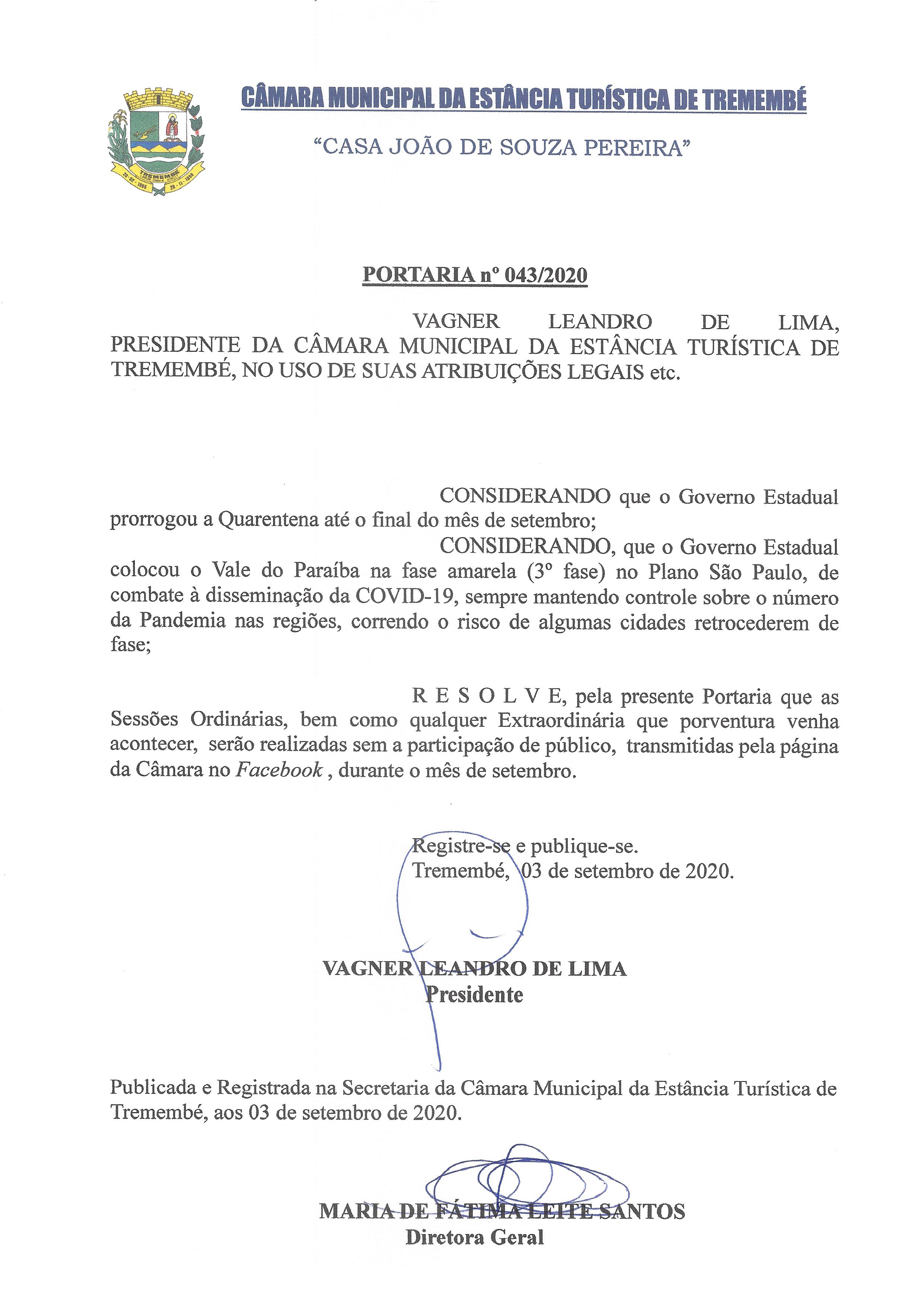 Portaria nº 043/2020