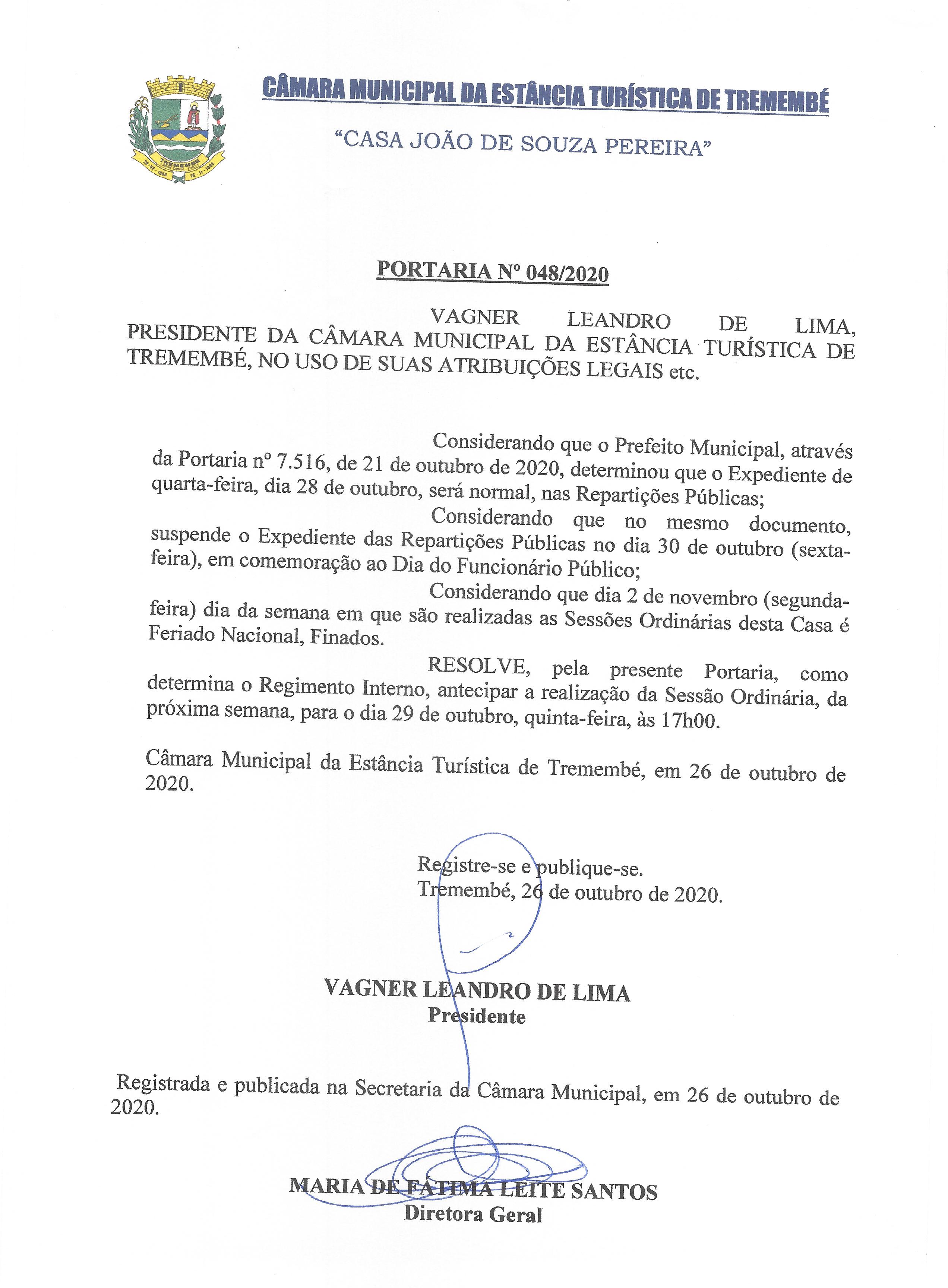 Portaria nº 048/2020