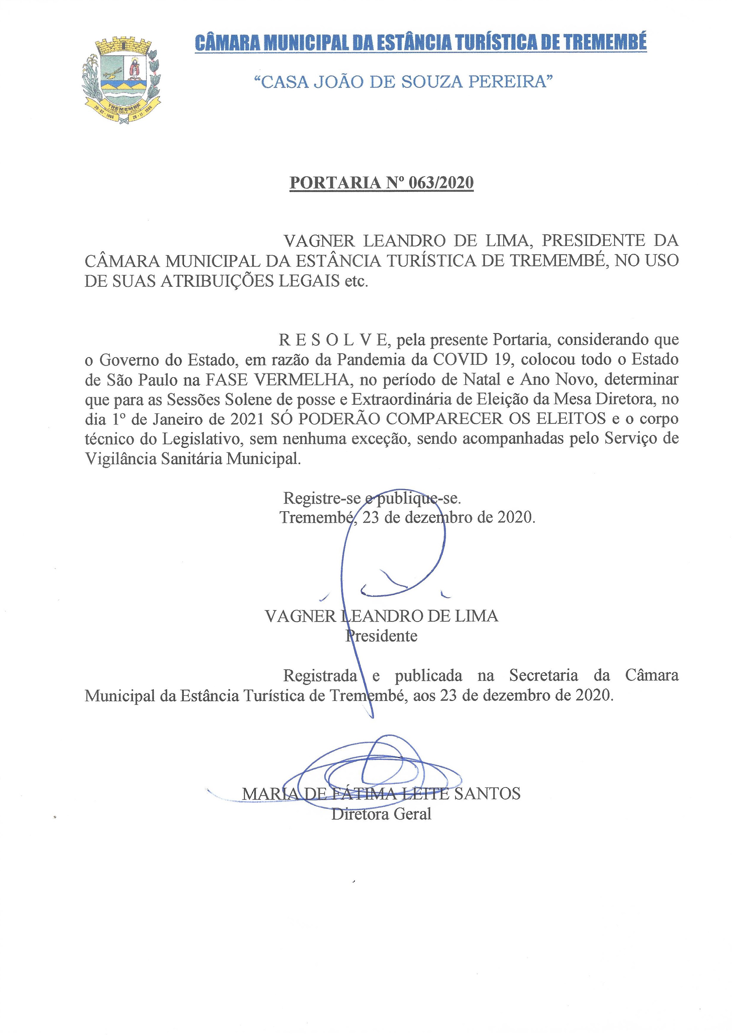 Portaria nº 063/2020