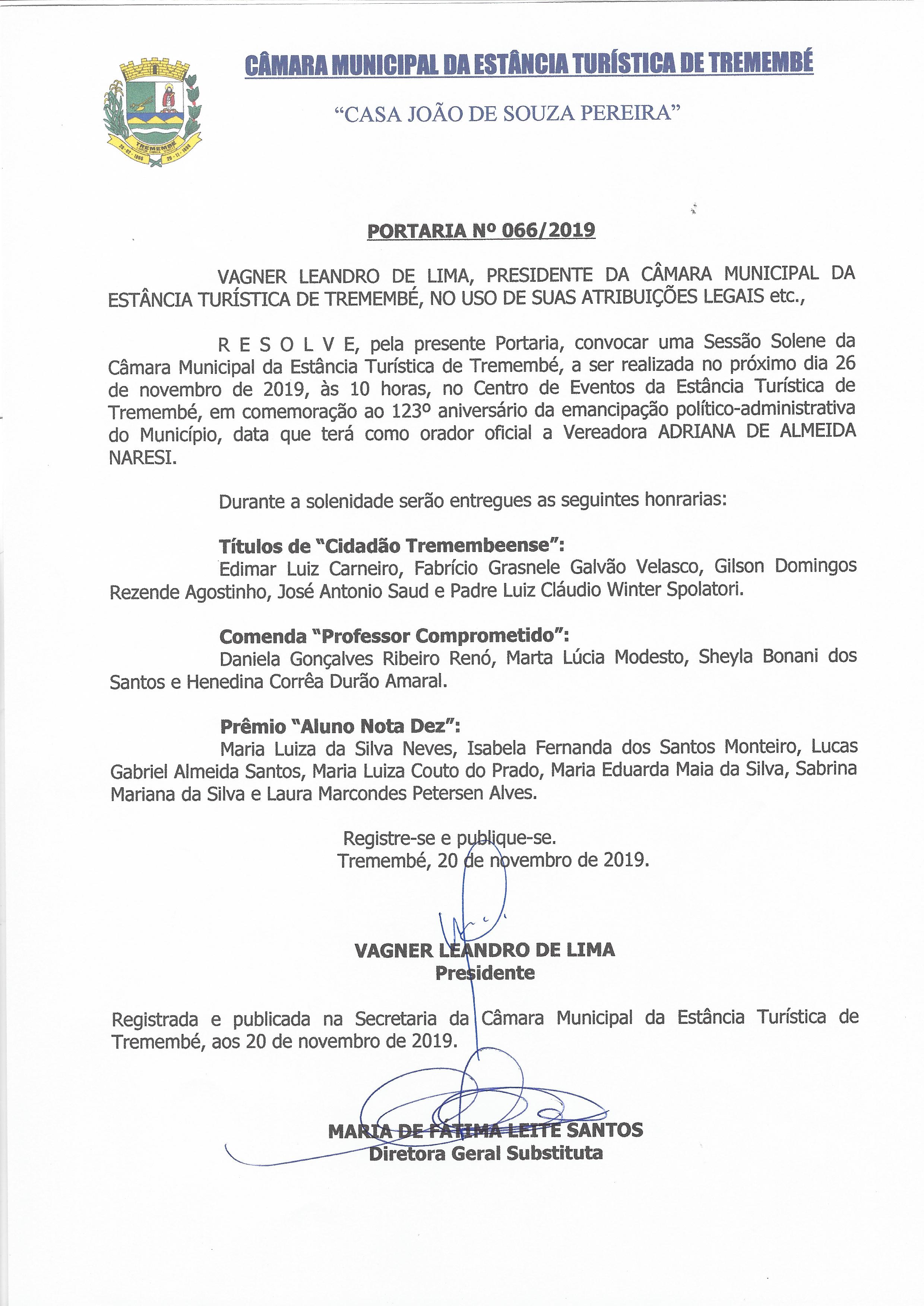 Portaria Nº 066-2019