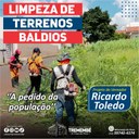 Projeto do vereador Ricardo Toledo propõe limpeza de terrenos baldios por proprietários Projeto do vereador Ricardo Toledo propõe limpeza de terrenos baldios por proprietários