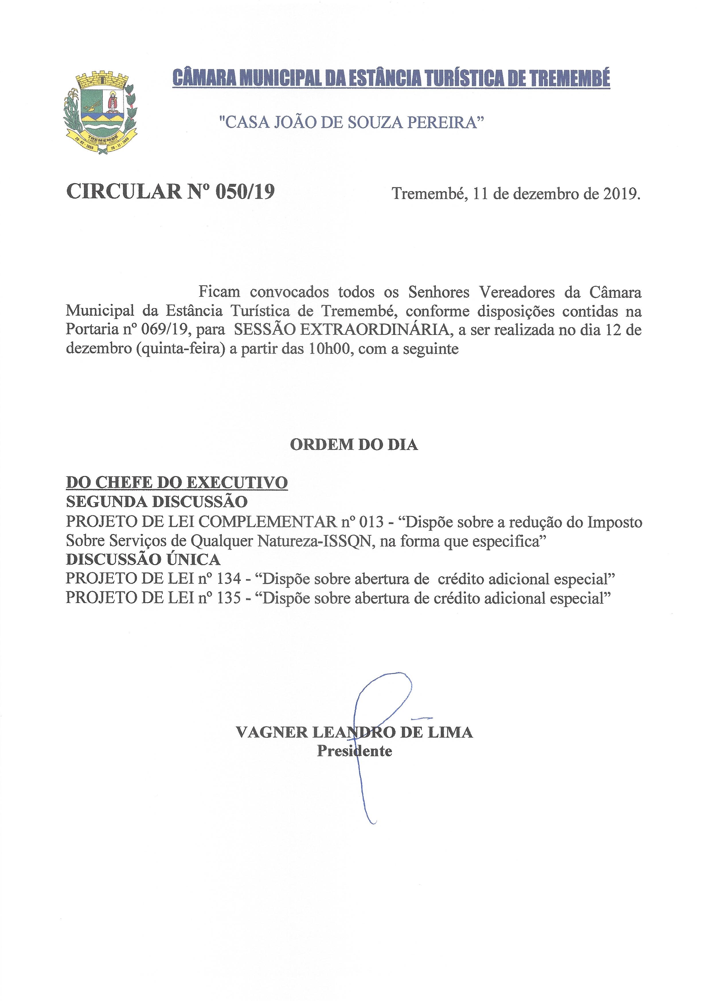 Sessão Extraordinária - 12-12-2019