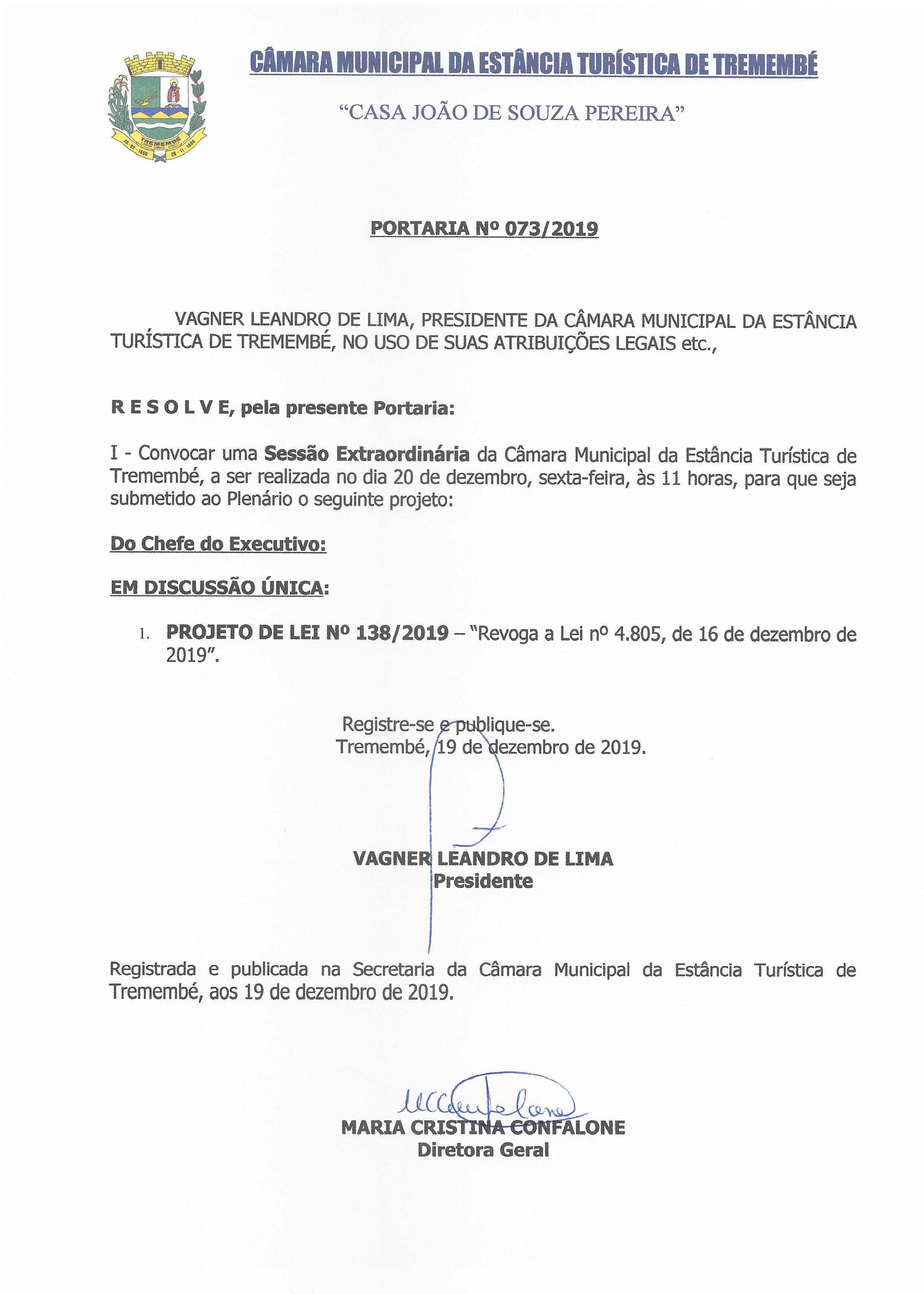 Portaria n° 073-2019