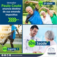 Vereador Paulo Couto do Café anuncia emenda impositiva para saúde, esporte e 3ª idade
