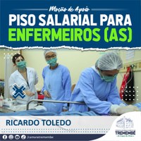Vereadores Ricardo apoia mudança de lei para introduzir piso salarial aos enfermeiros