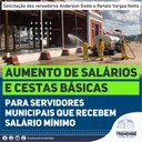 Vereadores solicitam cestas básicas e aumento salarial para servidores públicos municipais que recebem salário mínimo