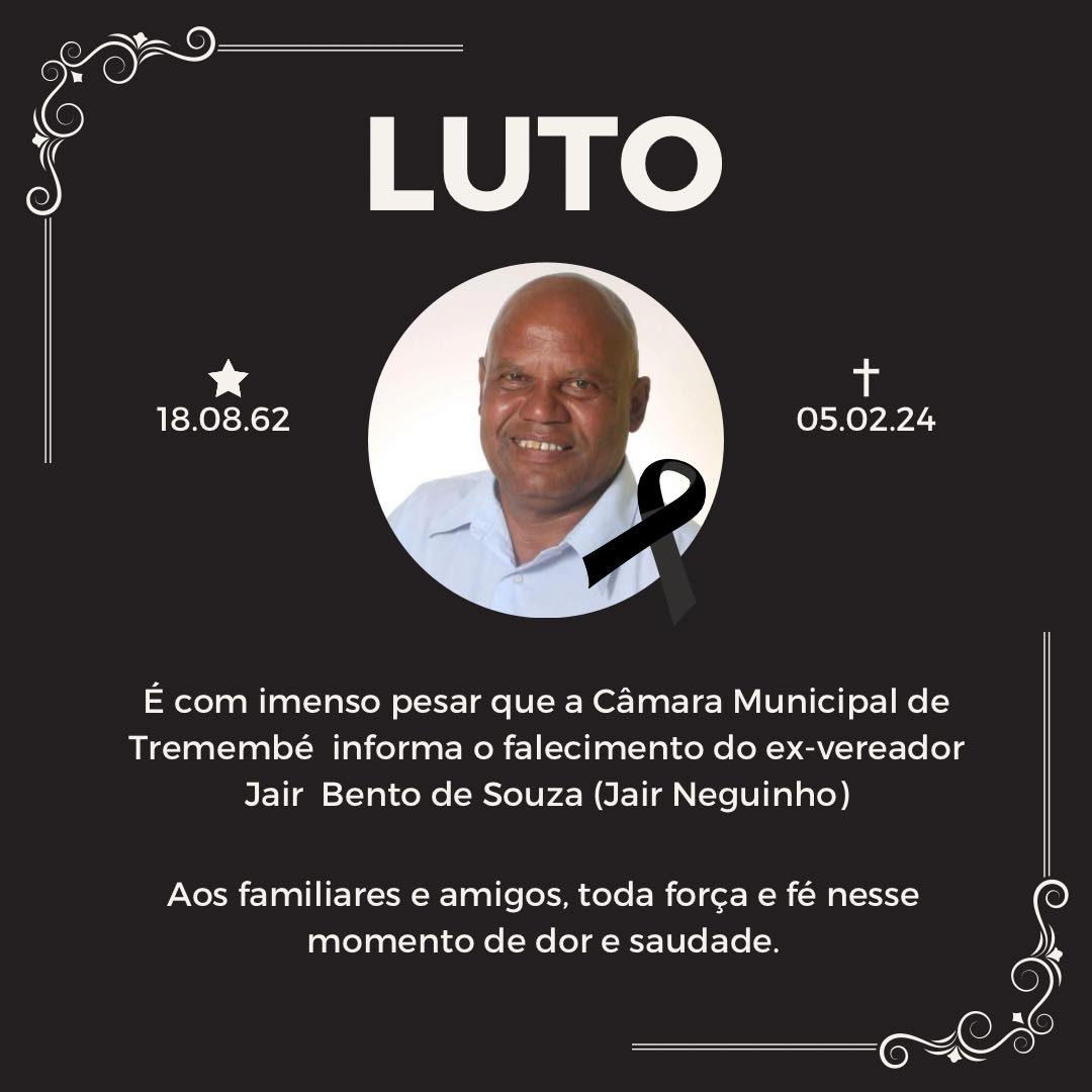 Luto pelo falecimento do ex-vereador Jair Neguinho