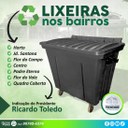 Ricardo Toledo solicita colocação de lixeiras em vários bairros Ricardo Toledo solicita colocação de lixeiras em vários bairros